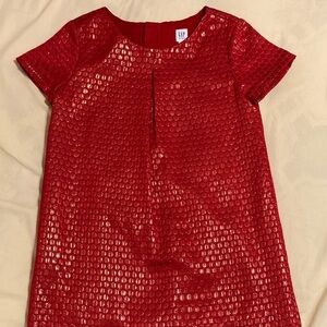 GAP Red Textured Short Sleeve Dress